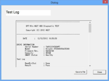 WinDFT (HGST Drive Fitness Test) screenshot 9