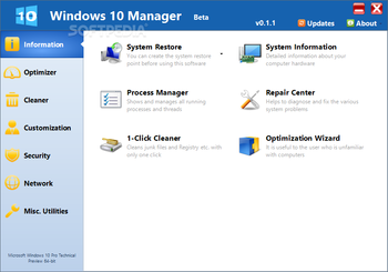 Windows 10 Manager screenshot