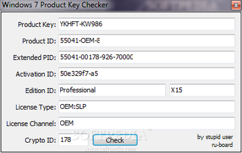 Windows 7 Product Key Checker screenshot