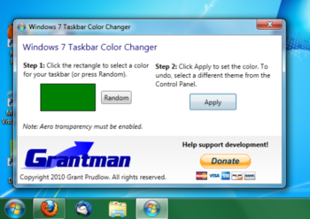 Windows 7 Taskbar Color Changer screenshot