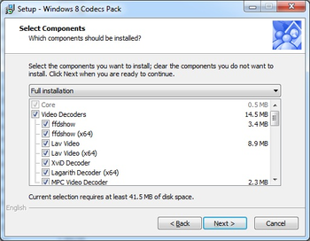Windows 8 Codecs Pack screenshot