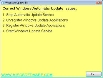 Windows Automatic Update Fix Tool screenshot