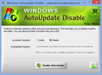 Windows AutoUpdate Disable screenshot