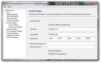 Windows Embedded for Point of Service Unattended Generator screenshot