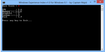 Windows Experience Index for Windows 8.1 screenshot