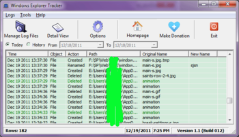 Windows Explorer Tracker screenshot