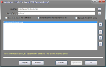 Windows HTML To WORD screenshot