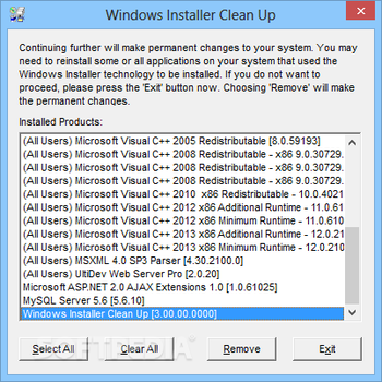 Windows Installer CleanUp Utility screenshot
