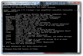 Windows Installer XML Compiler screenshot