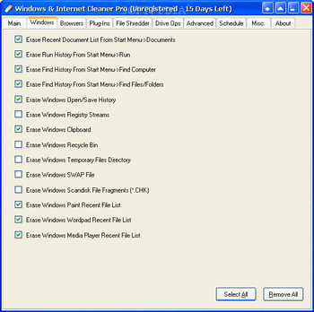 Windows & Internet Cleaner Pro screenshot 2
