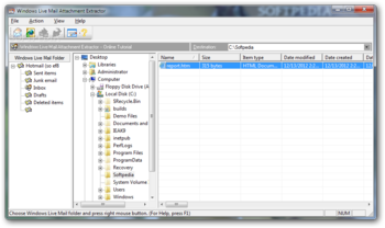 Windows Live Mail Attachment Extractor screenshot