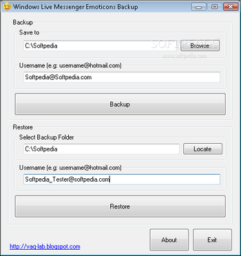 Windows Live Messenger Emoticons Backup screenshot