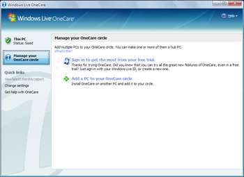 Windows Live OneCare screenshot 2