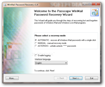 Windows Mail Password Recovery screenshot