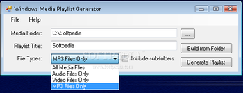 Windows Media Playlist Generator screenshot