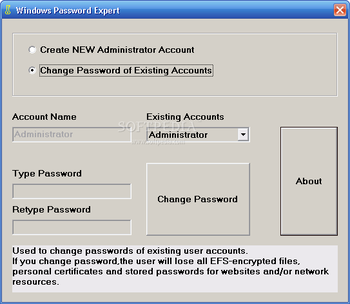 Windows Password Expert screenshot