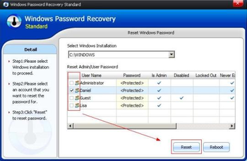Windows Password Recovery Standard screenshot 3