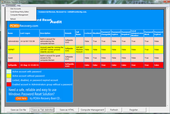 Windows Password Reset Audit Portable screenshot 2