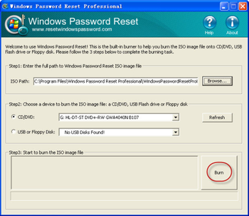 Windows Password Reset Professional screenshot