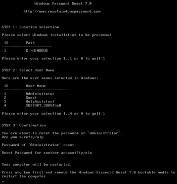 Windows Password Reset Professional screenshot