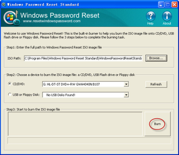 Windows Password Reset Standard screenshot