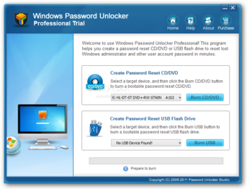 Windows Password Unlocker Professional screenshot
