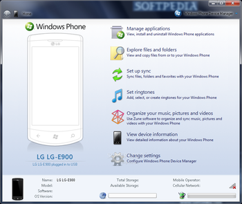 Windows Phone Device Manager screenshot
