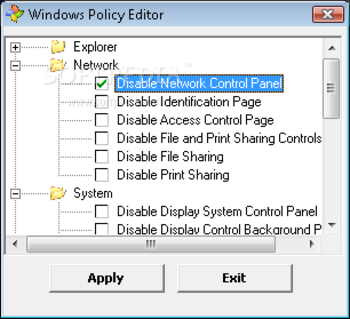 Windows Policy Editor screenshot