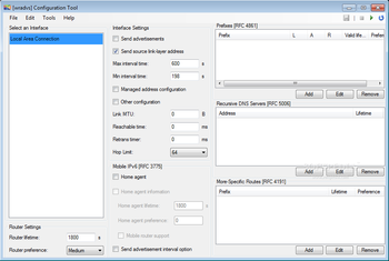 Windows Router Advertisement Server screenshot
