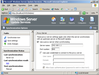 Windows Server Update Services screenshot