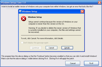 Windows Setup Fixer screenshot