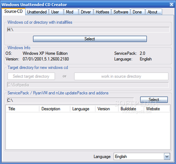 Windows Unattended CD Creator screenshot