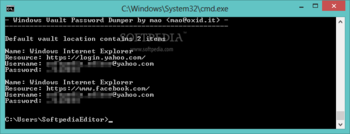 Windows Vault Password Dumper screenshot
