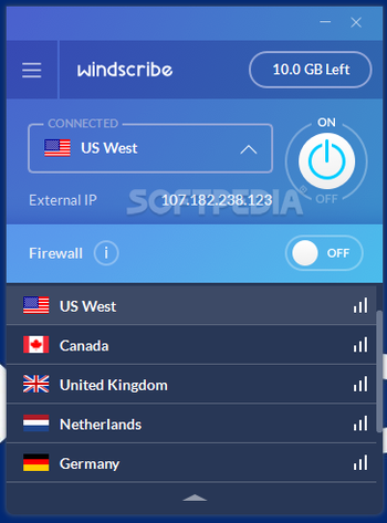 Windscribe screenshot