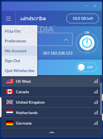 Windscribe screenshot 2