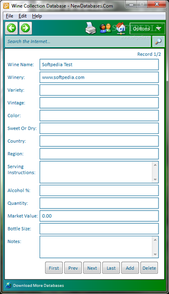 Wine Collection Database screenshot