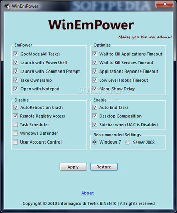 WinEmPower screenshot