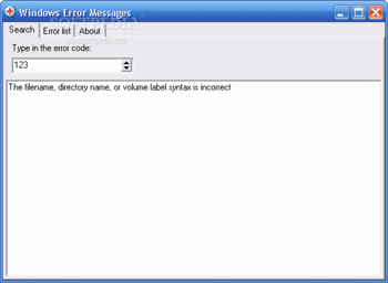 WinErrors screenshot