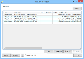 WinMD5Checksum screenshot