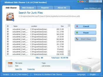 WinMend Disk Cleaner screenshot