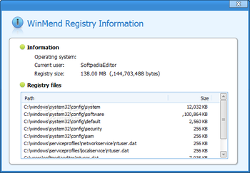WinMend Registry Defrag screenshot 2