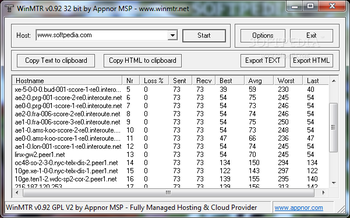 WinMTR screenshot