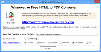 Winnovative Free HTML to PDF Converter screenshot