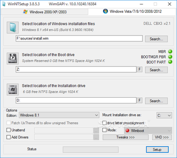 WinNTSetup screenshot