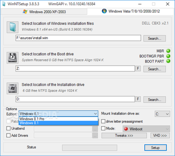 WinNTSetup screenshot 2