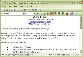WinPad screenshot