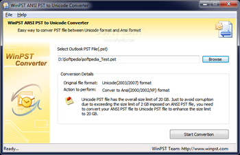 WinPST Ansi PST to Unicode Converter screenshot