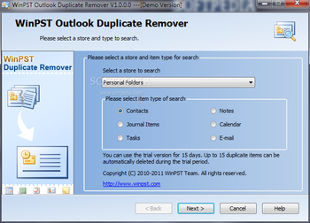 WinPST Outlook Duplicate Remover screenshot