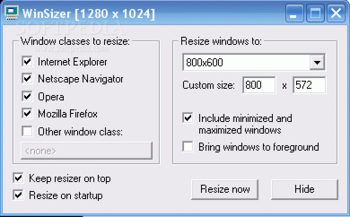 WinSizer screenshot
