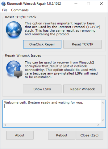 Winsock Repair screenshot